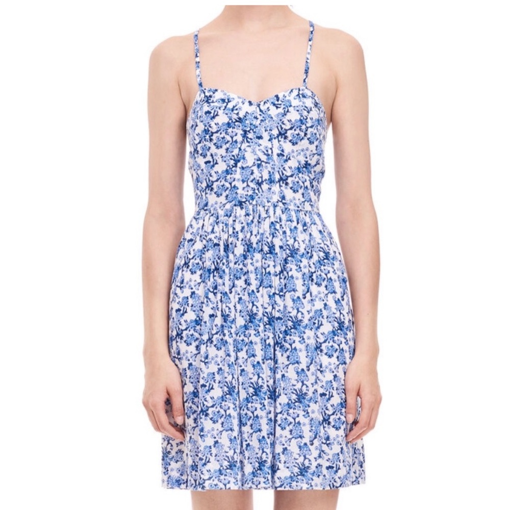 Rebecca Taylor Aimee blue and White Floral Dress Size 2